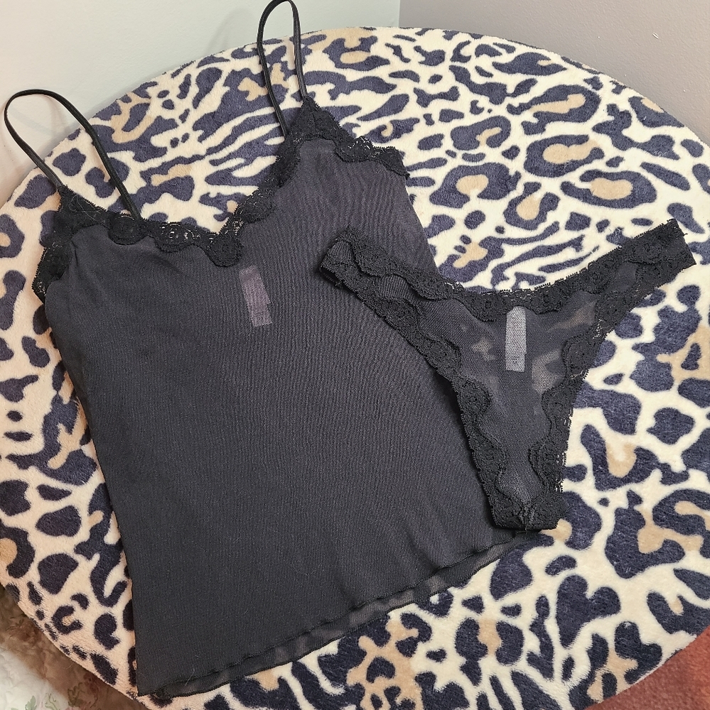 Victoria's Secret Y2K Mesh Cami/ Panty Set Size M 🖤 - Picture 7 of 9